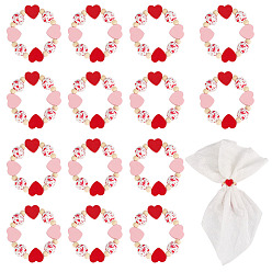 (52) Непрозрачная лаванда 15 шт. Кольца для салфеток из натурального дерева с сердечками и круглыми бусинами ко Дню святого Валентина, украшение для настольных салфеток, украшения для свадебного банкета, дня рождения, обеденного стола, разноцветные, 40 мм