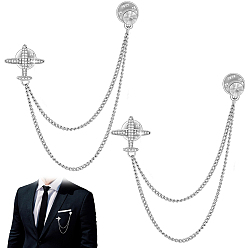 Платина Брошь в виде подвесной цепочки из авиационного сплава, бейдж для рюкзака, со стразами, платина, 140 мм