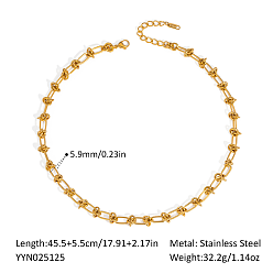Золотой Ожерелья из нержавеющей стали с цепочкой с овальными и узловыми звеньями для унисекс, золотые, 17.91 дюйм (45.5 см)