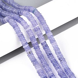Средний Синий Шифер Окрашенные природные белый нефрит бисер пряди, рондель, средний грифельно-синий, 6x2~3 мм, отверстие : 0.9 мм, около 193~203 шт / нитка, 15.16~15.94'' (38.5~40.5 см)