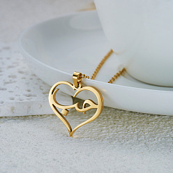 Chapado en Oro Real 18K 304 Collares con colgante de corazón árabe de acero inoxidable, real 18 k chapado en oro, 17.72 pulgada (45 cm), colgante: 25 mm