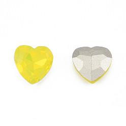 Цитрин K 9 кабошоны из стеклянного страза, задние и задние, граненые, сердце, цитрин, 10x10x5 мм