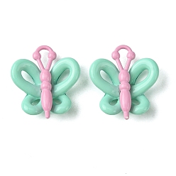 Аквамарин Стойки подвески обшивки сплава, подвески-бабочки, окрашенные распылением, аквамарин, 19x16.5x5 мм, отверстие : 5x1.5 мм