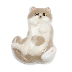 Светло-коричневый Милые смолы кабошонов, кошка, загар, 24.5x19x6.5 мм