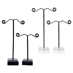 Mixed Color 2 Pcs 2 Styles Acrylic Earring Display Stand, with Iron Finding, for Hanging Dangle Earring, Mixed Color, 2pc/style