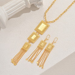 Золотой Винтажный ближневосточный железный прямоугольник с подвеской в виде розы, ожерелья и серьги, наборы для свадеб и мероприятий, золотые