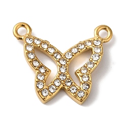Золотой Вакуумное покрытие pvd 304 подвески из нержавеющей стали со стразами, бабочки прелести, золотые, 13.5x16.5x2.5 мм, отверстие : 1.4 мм