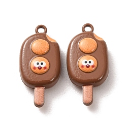 Saddle Brown Baking Paint Zinc Alloy Pendants, Ice Cream Charms, Saddle Brown, 21x10.5x5.5mm, Hole: 1.3mm