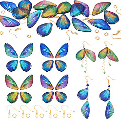 (52) Непрозрачная лаванда Набор для изготовления серег своими руками, включая подвески из смоляных крыльев бабочки, медные крючки и кольца для сережек, разноцветные