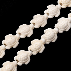 Белый Синтетические бусины, окрашенные в бирюзовый цвет, черепаха, белые, 11x9x5 мм, отверстие : 1.2 мм, около 34 шт / нитка, 14.06'' (35.7 см)