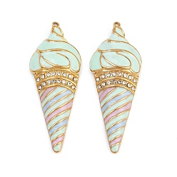 Зеленый 304 нержавеющей стальной эмали подвески, мороженое, реальный 18 k позолоченный, ионное покрытие (ip), зелёные, 42x16x5 мм, отверстие : 1 мм