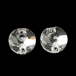 Прозрачный Подвески для стеклянных разъемов, граненые, плоские круглые ссылки, прозрачные, 12x5 мм, отверстие : 1 мм