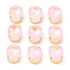 Розовый Мокко(мк) овал пришить по стразам, многожильных ссылки, с золотыми тонами латунных зубьев, аксессуары для одежды, светло-розовый, 18x13x7 мм, отверстие : 1.2 мм