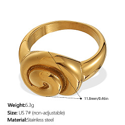 Oro 304 anillos de dedo de acero inoxidable para mujer, espiral, dorado, tamaño de EE. UU. 7 (17.3 mm)