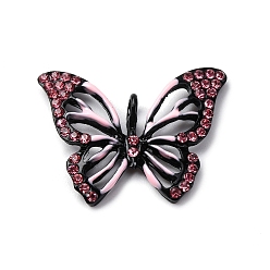 Pink Подвески из сплава со стразами и аэрозольной краской, с эмалью, полые прелести бабочки, розовые, 21x27.5x3 мм, отверстие : 2 мм