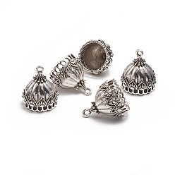 Античное Серебро Тибетский стиль сплава кулон поручительств, подставка для кисточек, античное серебро, 26x22 мм, отверстия: 2 mm, Внутренний диаметр: 17 mm