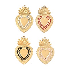 (52) Непрозрачная лаванда 304 нержавеющей стальной эмали подвески, подвеска в виде пылающего сердца, реальный 18 k позолоченный, ионное покрытие (ip), долговечный, разноцветные, 30x19x1.8 мм, отверстие : 1.8 мм