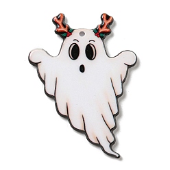 Белый Рождественский акриловый кулон, призрак, белые, 48x35.5x2.5 мм, отверстие : 1.8 мм