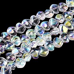 Прозрачный АВ Гальванизируйте прозрачное стекло бисер нитей, самородки, Топ пробуренной, ясно AB, 6.5x7.5x4.5~5 мм, отверстие : 0.8~1 мм, около 99~100 шт / нитка, 21.26~22.24 дюйм (54~56.5 см)