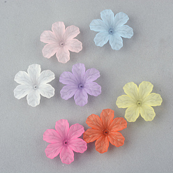 Mixed Color Transparent Acrylic Beads, Frosted, Flower, Mixed Color, 32.5x29.5x8.5mm, Hole: 1.5mm, about 292pcs/500g