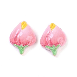 Rose Nacré Cabochons décodés en résine opaque, fleur, perle rose, 12.5x9.5x5.5mm