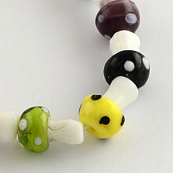 Mixed Color Mushroom Handmade Lampwork Beads Strands, Mixed Color, 16x12mm, Hole: 2mm, about 20pcs/strand, 13.7 inch