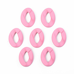 Hot Pink Opaque Spray Painted Acrylic Linking Rings, Quick Link Connectors, for Curb Chains Making, Unwelded, Twist, Hot Pink, 39.5x29.5x7.5mm, Inner Diameter: 22x11mm