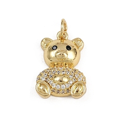 Прозрачный Латунные микро проложить кубического циркония подвески, медведь, без кадмия и без свинца, реальный 18 k позолоченный, с целью перехода в кольце, прозрачные, 18.5x13x5 мм, отверстие : 3 мм