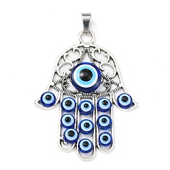 Античное Серебро Сплавочные подвески тибетского стиля, Рука Хамса/рука Мириам со смоляным оберегом от сглаза, античное серебро, 53x39.5x5.5 мм, отверстие : 7.5x4 мм