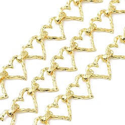 Golden Alloy Link Chains, with Spool, Long-Lasting Plated, Unwelded, Heart, Golden, 9.5~18.5x3~19x2~7mm, about 10.93 yards(10m)/roll