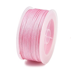 Pink Round Nylon Braided Cord, for Jewelry Beading Making, Pink, 1.2mm, about 38.28 Yards(35m)/Roll