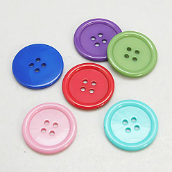 Mixed Color Resin Buttons, Dyed, Flat Round, Mixed Color, 34x4mm, Hole: 3mm, 98pcs/bag