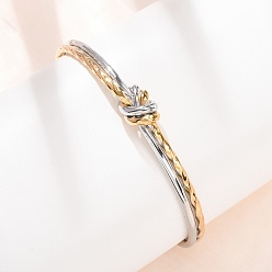 Golden & Stainless Steel Color Duo Tone 304 Stainless Steel Knot Open Cuff Bangles for Women, Golden & Stainless Steel Color, Inner Diameter: 2.52 inch(6.4cm)