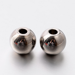 Нержавеющая Сталь Цвет Круглые 201 из нержавеющей стали бусины, цвет нержавеющей стали, 12x10.5 мм, отверстие : 4 мм