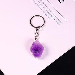 Аметист Брелки с подвесками из необработанного грубого натурального аметиста, Брелки с энергетическими камнями «Наггетс Рейки», кулон: 2~4 см