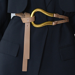 Светло-коричневый Ремни-цепочки из искусственной кожи с застежками из золотистого сплава, загар, 1250 мм