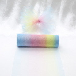 Разноцветный Ленты сетки деко полиэстера, Тюлевая ткань радужного градиента цвета, для подарочной упаковки diy craft, украшение стены домашней вечеринки, красочный, 5-7/8 дюйм (150 мм), около 10.00 ярдов (9.14 м) / рулон