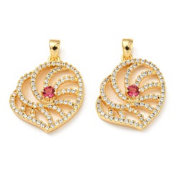 Real 18K Gold Plated Brass Micro Pave Cubic Zirconia Pendants, Cadmium Free & Nickel Free & Lead Free, Real 18K Gold Plated, 19x19x4mm, Hole: 3x3mm