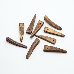 Кокосово-Коричневый Треугольник кокосовые подвески, кокосового коричневый, 30x7~8x3.5~4 мм, Отверстие : 1 мм , около 810 шт / 500 г