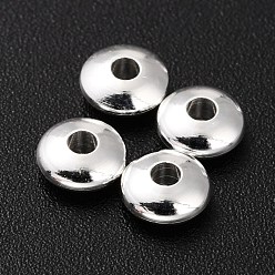 Посеребрённый Латунные бусины, долговечный, рондель, 925 серебро покрытием, 4.5x2 мм, отверстие : 1.6 мм