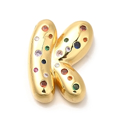 Letter K Латуни циркония кубической подвески, без кадмия, без никеля и без свинца, подвески с буквой az~z, реальный 18 k позолоченный, Письмо K, 30x22x7 мм, отверстие : 5x2.5 мм