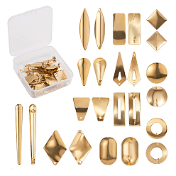 Golden 304 Stainless Steel Stud Earring Findings, with Loop and Ear Nuts/Earring Backs, Golden, 74x73x25mm, 24pcs/box