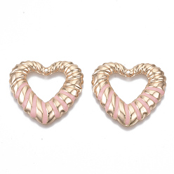 Pink Кулоны с эмалью из железа, без кадмия и без свинца, сердце, золотой свет, розовые, 29x31x3 мм, отверстие : 1.2 мм