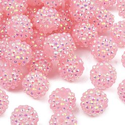 Pink AB-цвет смолы горный хрусталь бисер, с акриловыми круглыми бусинами внутри, для жевательной резинки ювелирных изделий, розовые, 16x14 мм, отверстие : 2~2.5 мм