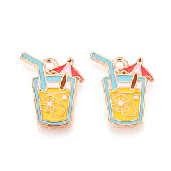 Drink Подвески из сплава и эмали на пляжную тематику, золотой свет, пить, 19.1x14x1 мм, отверстие : 1.8 мм
