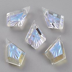 Crystal Shimmer Подвески из тисненого стекла со стразами, граненые, воздушный змей, кристальное мерцание, 19x12x5.5 мм, отверстие : 1.2 мм