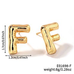 Letter F Латунь серьги, золотые, Буква F, 17x12 мм