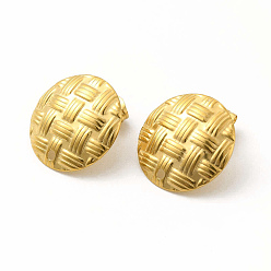 Golden 304 Stainless Steel Stud Earring Findings, Flat Round, Golden, 20mm, Hole: 1.6mm, Pin: 0.8mm