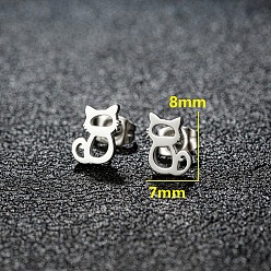 Cat Shape 201 из нержавеющей стали серьги, цвет нержавеющей стали, форма кошки, 8x7 мм
