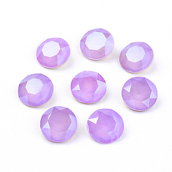 Фиолетовый Заостренные задние и задние боковые кабошоны из стразного стекла, класс А, имитация нефрита, стиль мокко, граненые, плоско-круглые, фиолетовые, 8x4.5 мм